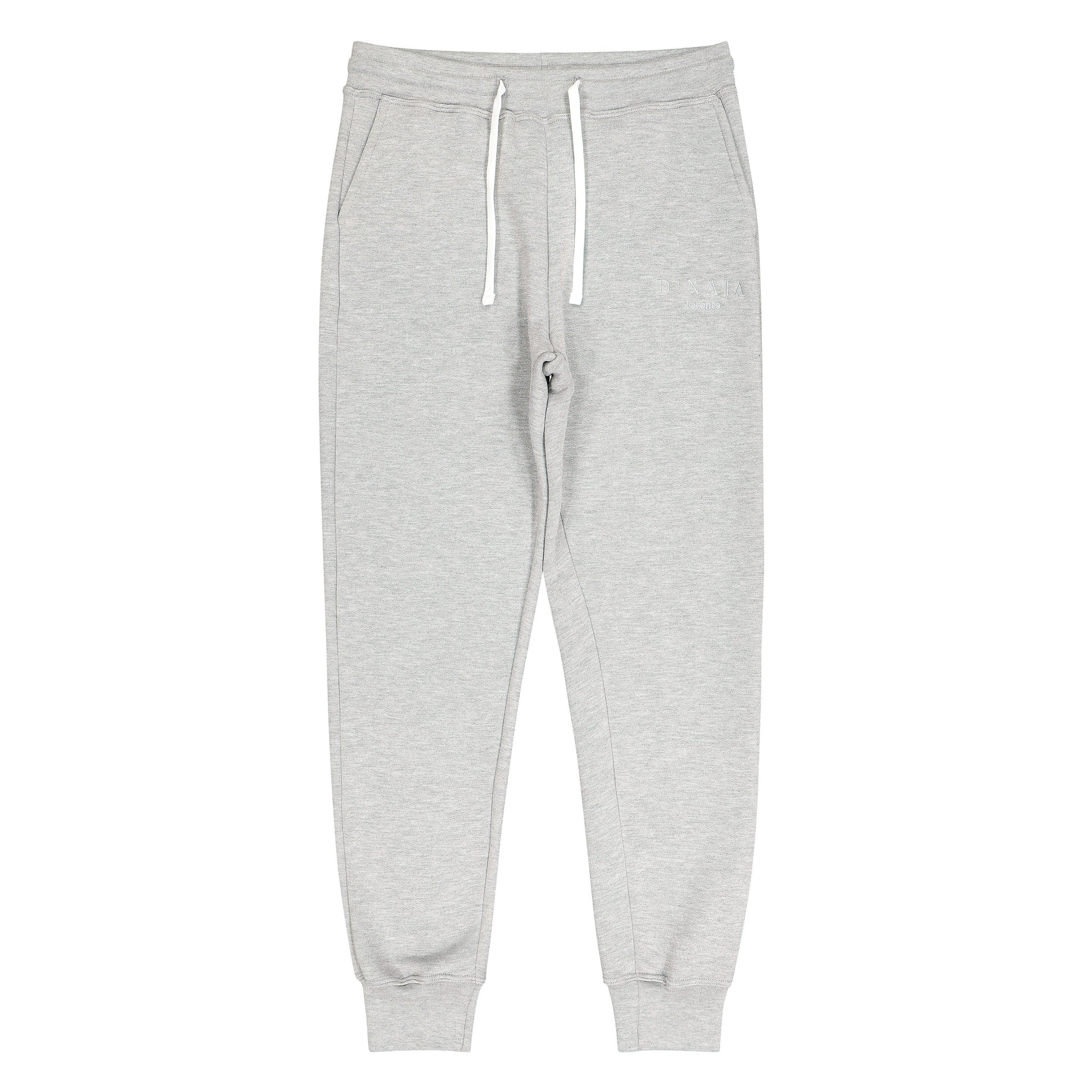 Women's fleece sweatpants displayed on a clean, white background. The sweatpants are grey and have a relaxed fit, elastic waistband, and drawstring. Crafted from soft fleece fabric, they offer warmth and comfort. Two side pockets are visible, adding functionality. Perfect for leisure activities, workouts, or casual wear.