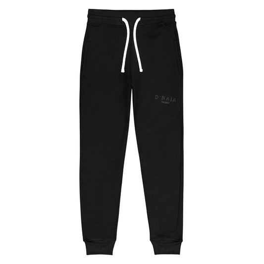 Men's fleece sweatpants displayed on a clean, white background. The sweatpants are a black and have a relaxed fit, elastic waistband, and drawstring. Crafted from soft fleece fabric, they offer warmth and comfort. Two side pockets are visible, adding functionality. Perfect for leisure activities, workouts, or casual wear