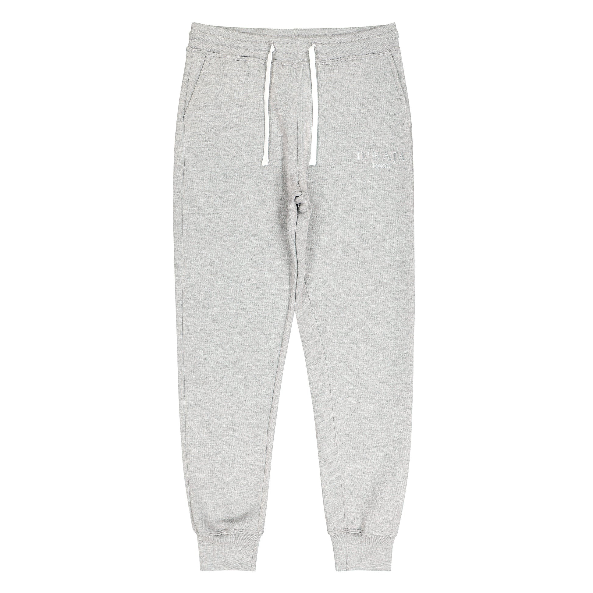 Men's fleece sweatpants displayed on a clean, white background. The sweatpants are a grey and have a relaxed fit, elastic waistband, and drawstring. Crafted from soft fleece fabric, they offer warmth and comfort. Two side pockets are visible, adding functionality. Perfect for leisure activities, workouts, or casual wear